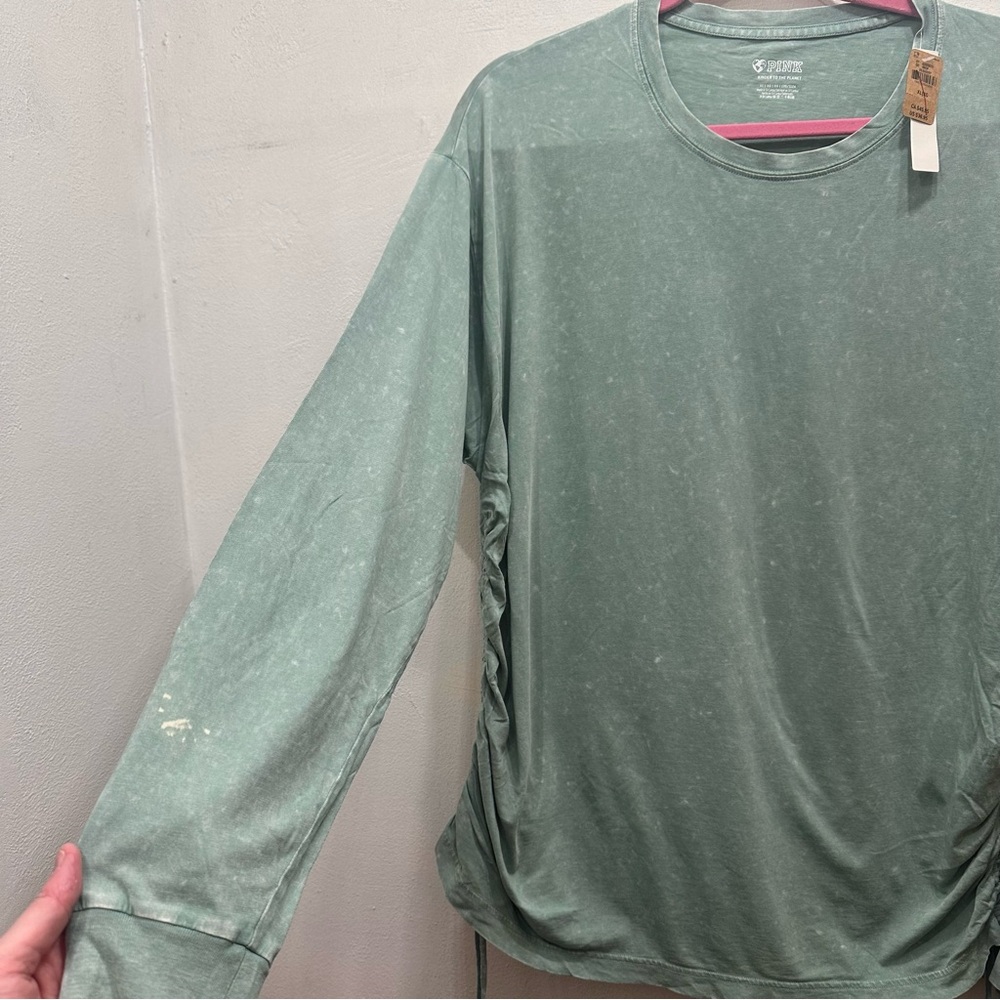 NWT XL Victoria’s Secret Pink side scrunch long sleeve shirt mint - Picture 4 of 9